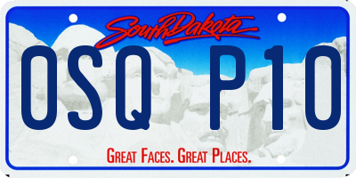 SD license plate 0SQP10