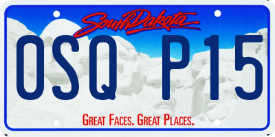 SD license plate 0SQP15