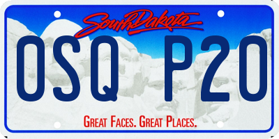 SD license plate 0SQP20