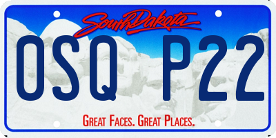 SD license plate 0SQP22
