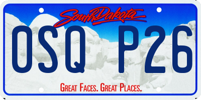 SD license plate 0SQP26