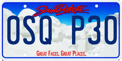 SD license plate 0SQP30