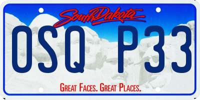 SD license plate 0SQP33