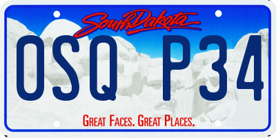 SD license plate 0SQP34