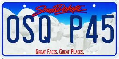 SD license plate 0SQP45