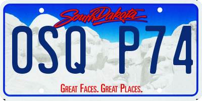 SD license plate 0SQP74