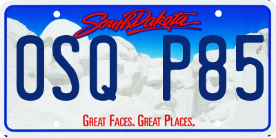 SD license plate 0SQP85