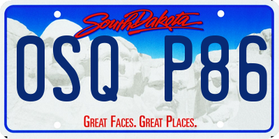 SD license plate 0SQP86