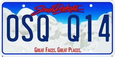 SD license plate 0SQQ14