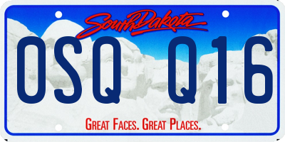 SD license plate 0SQQ16
