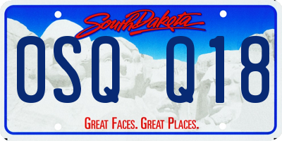 SD license plate 0SQQ18