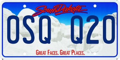SD license plate 0SQQ20