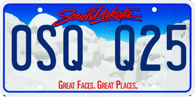 SD license plate 0SQQ25