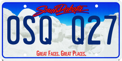 SD license plate 0SQQ27