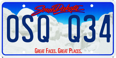 SD license plate 0SQQ34