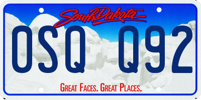 SD license plate 0SQQ92
