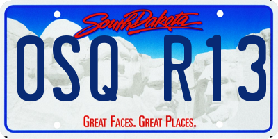 SD license plate 0SQR13