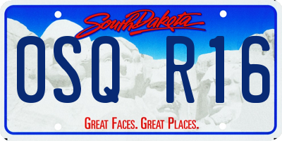 SD license plate 0SQR16