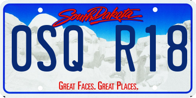 SD license plate 0SQR18