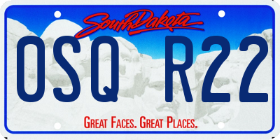 SD license plate 0SQR22