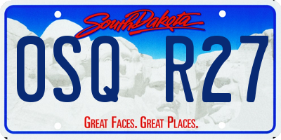 SD license plate 0SQR27