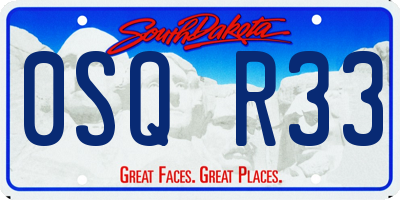 SD license plate 0SQR33