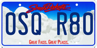 SD license plate 0SQR80