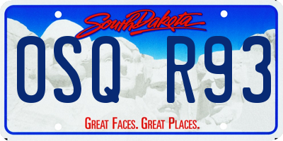 SD license plate 0SQR93