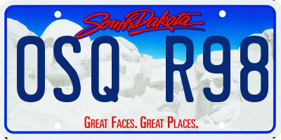 SD license plate 0SQR98