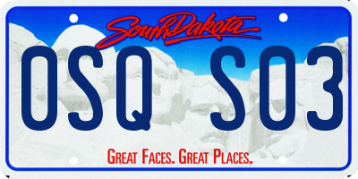SD license plate 0SQS03