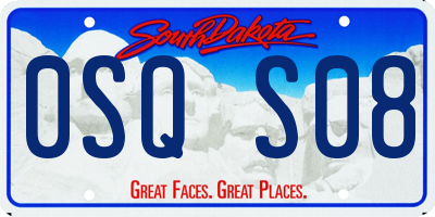 SD license plate 0SQS08