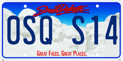 SD license plate 0SQS14