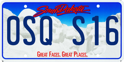 SD license plate 0SQS16