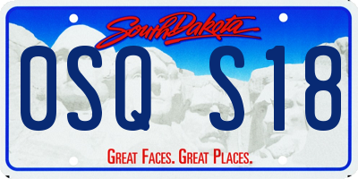 SD license plate 0SQS18