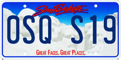 SD license plate 0SQS19