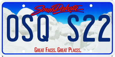 SD license plate 0SQS22