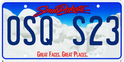SD license plate 0SQS23