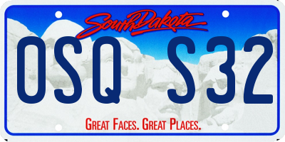 SD license plate 0SQS32