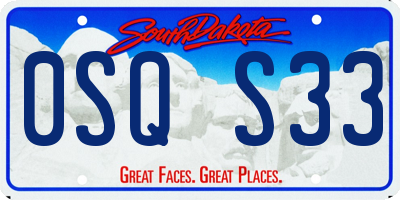 SD license plate 0SQS33