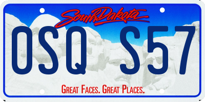 SD license plate 0SQS57