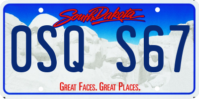SD license plate 0SQS67