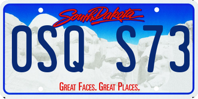 SD license plate 0SQS73