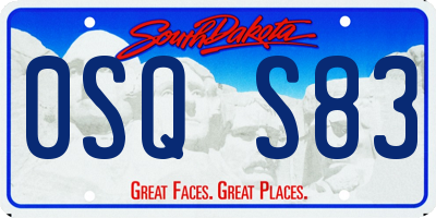 SD license plate 0SQS83