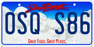 SD license plate 0SQS86