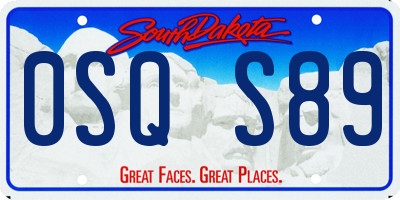 SD license plate 0SQS89