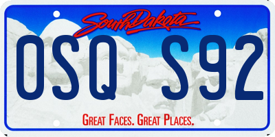 SD license plate 0SQS92