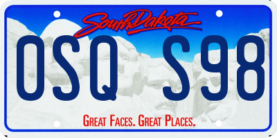 SD license plate 0SQS98