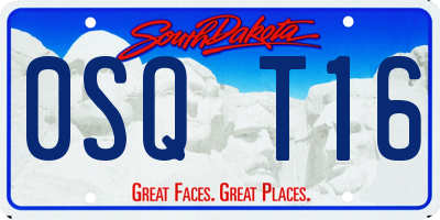 SD license plate 0SQT16