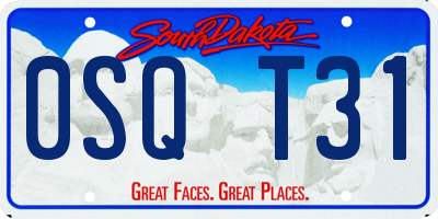 SD license plate 0SQT31