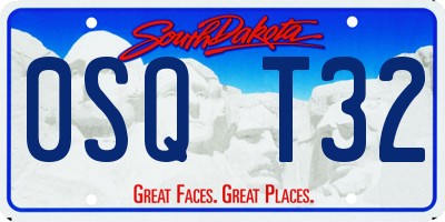 SD license plate 0SQT32